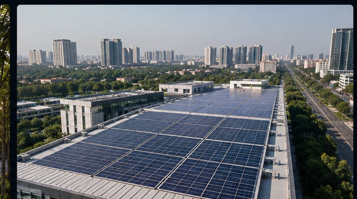 Rooftop solar canopy generating daytime energy